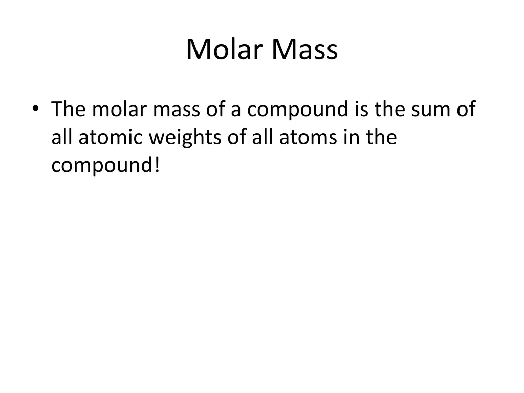 molar mass 1