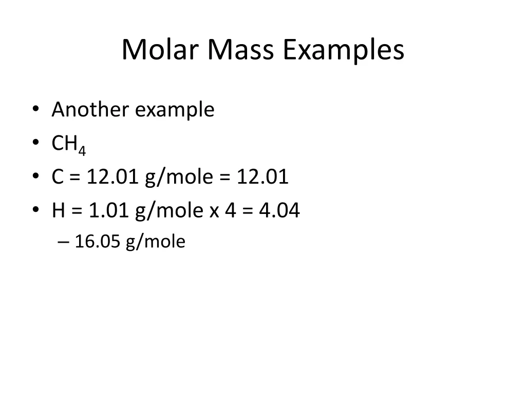 molar mass examples 1