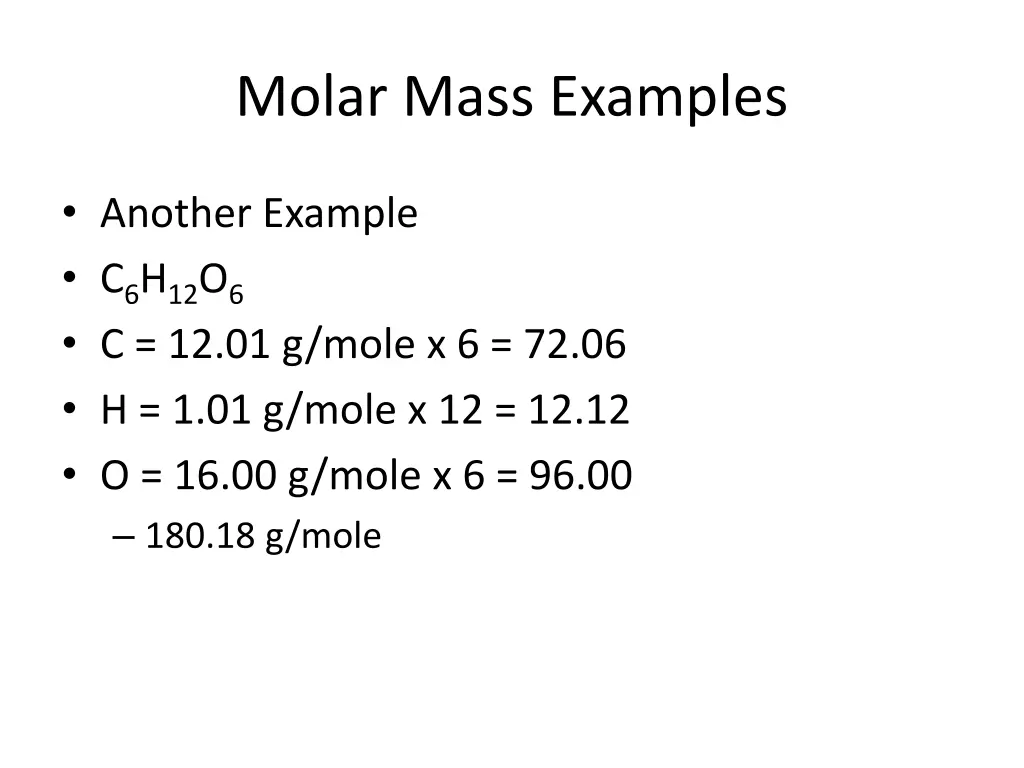 molar mass examples 2