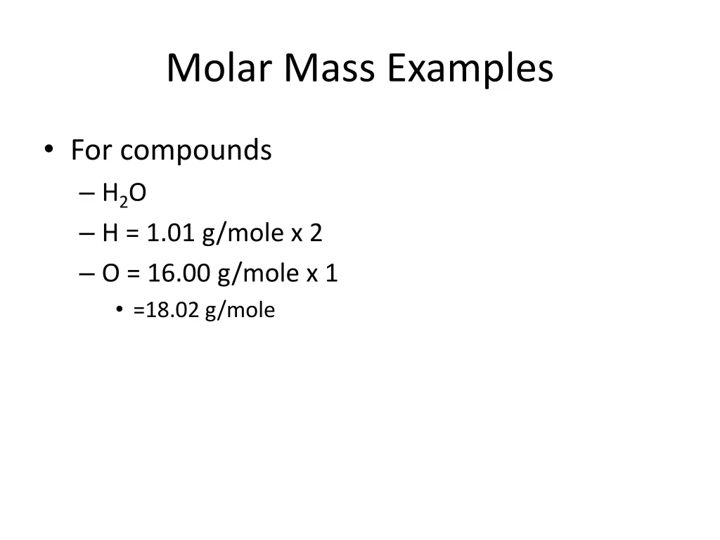 molar mass examples