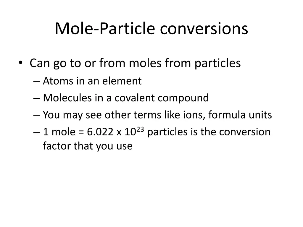 mole particle conversions