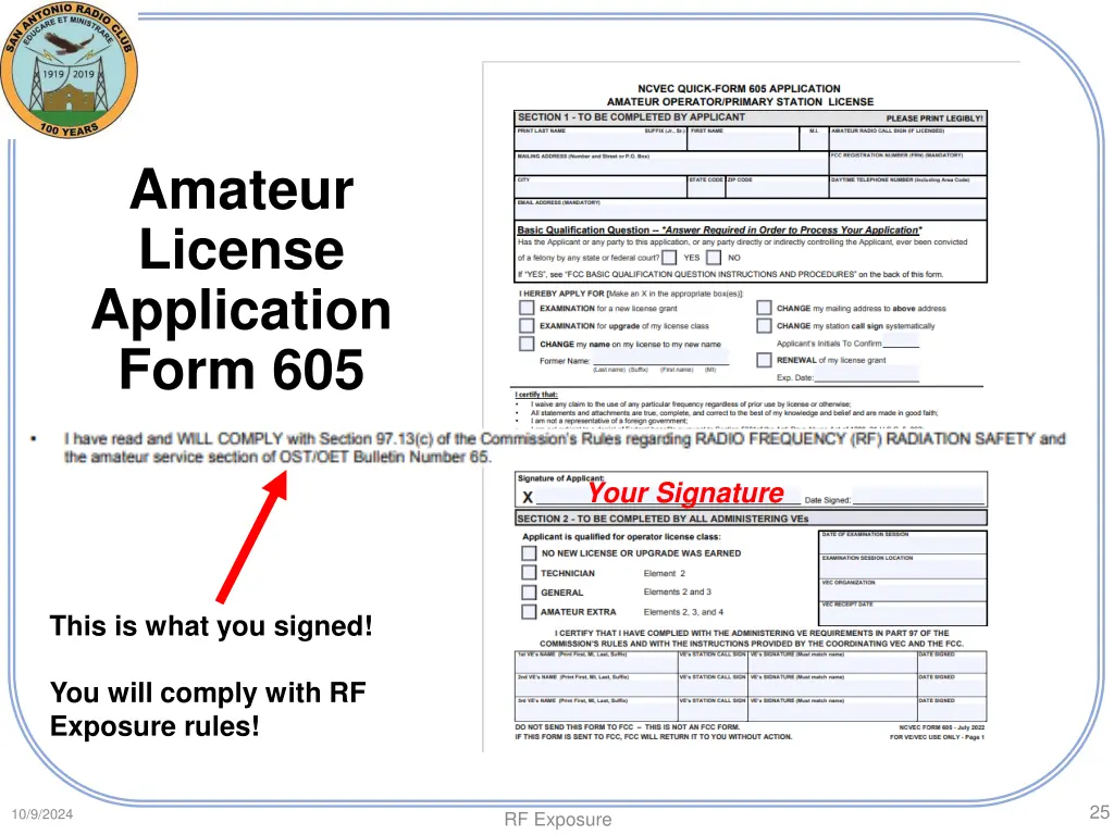 amateur license application form 605 2