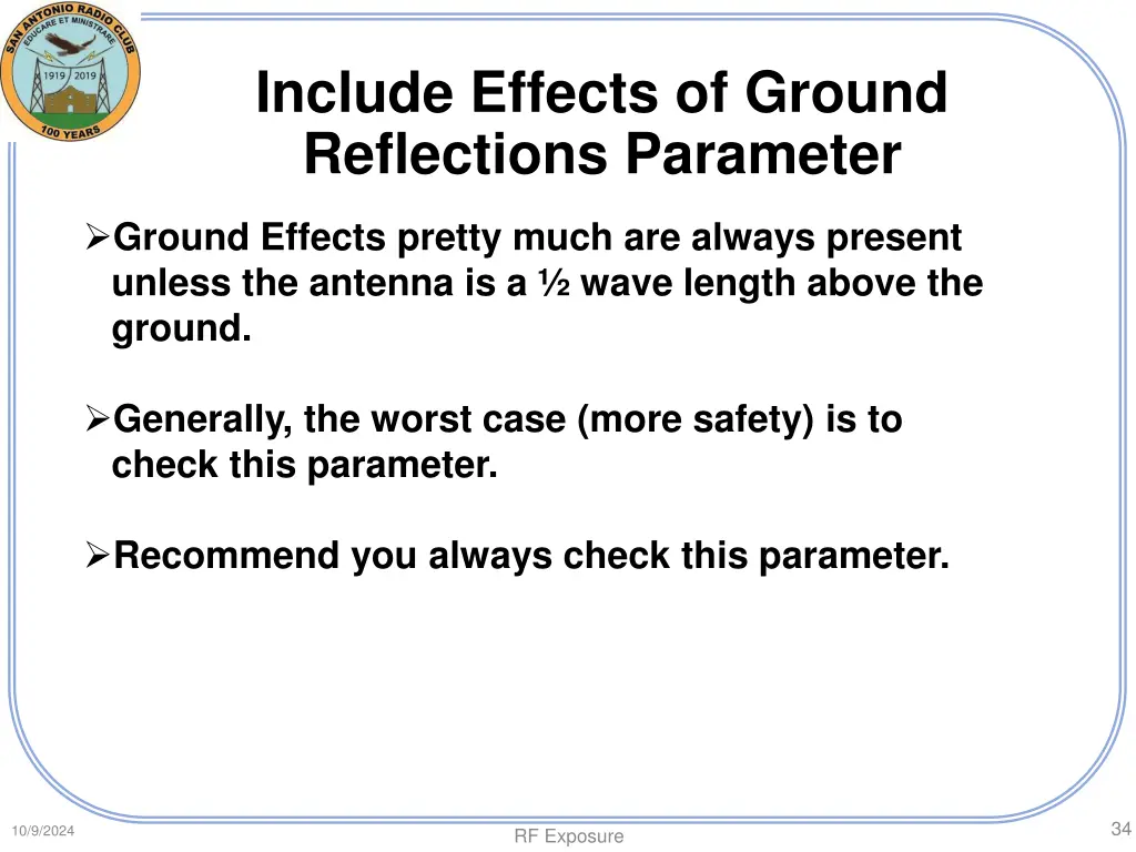 include effects of ground reflections parameter