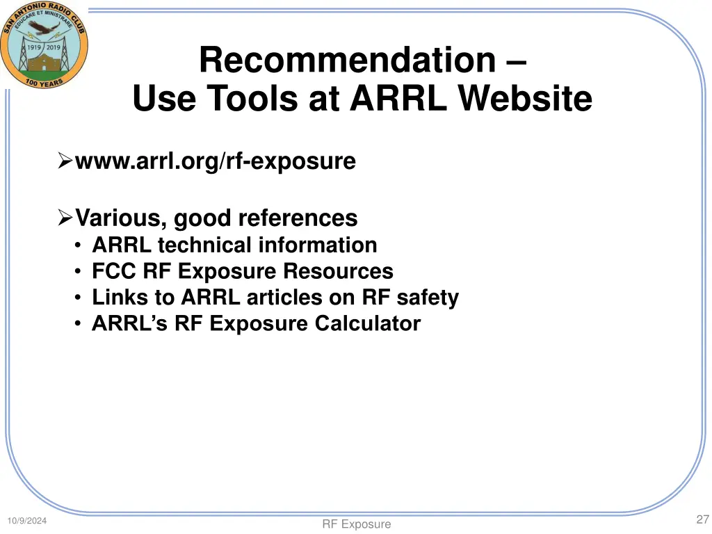 recommendation use tools at arrl website