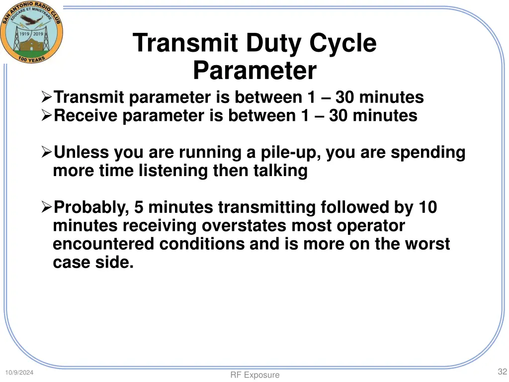 transmit duty cycle parameter