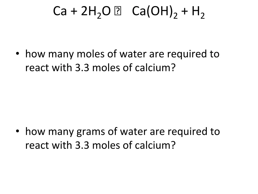 ca 2h 2 o ca oh 2 h 2