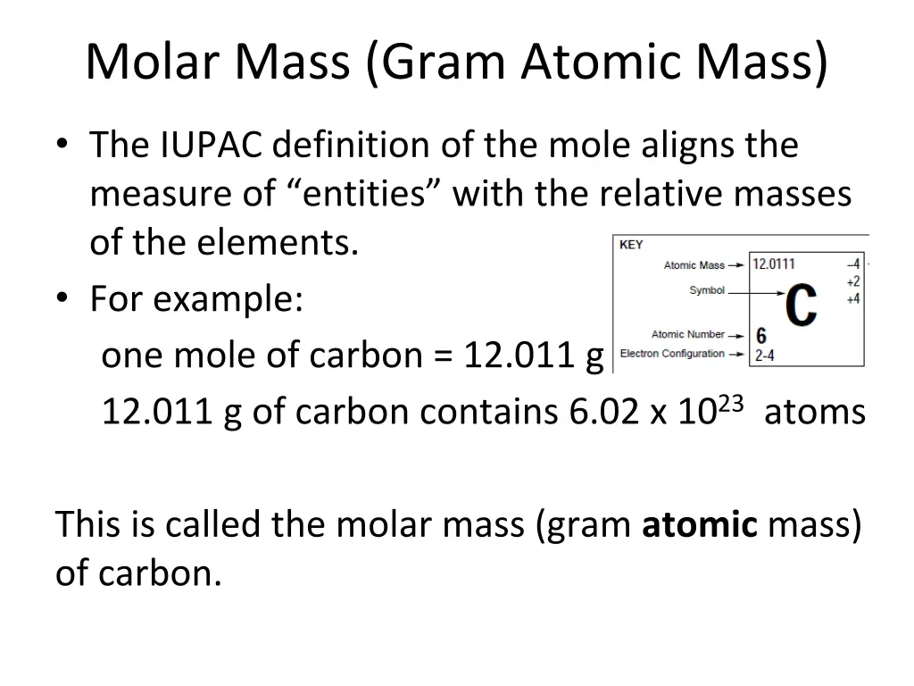 molar mass gram atomic mass