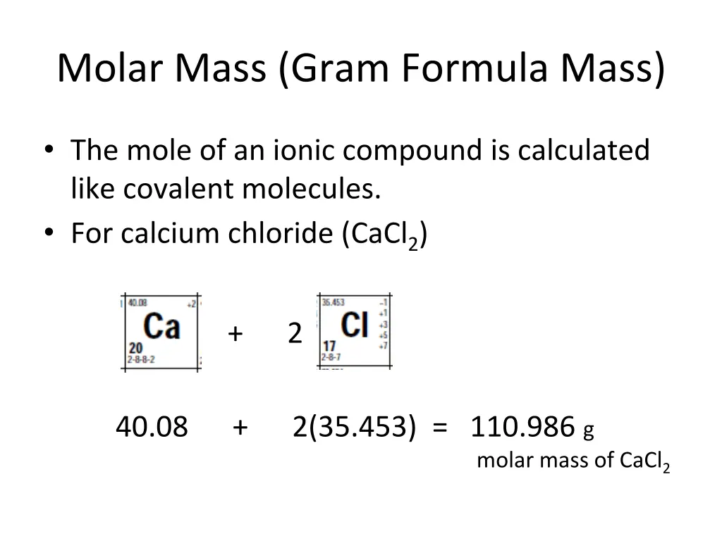 molar mass gram formula mass