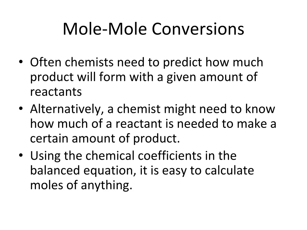 mole mole conversions