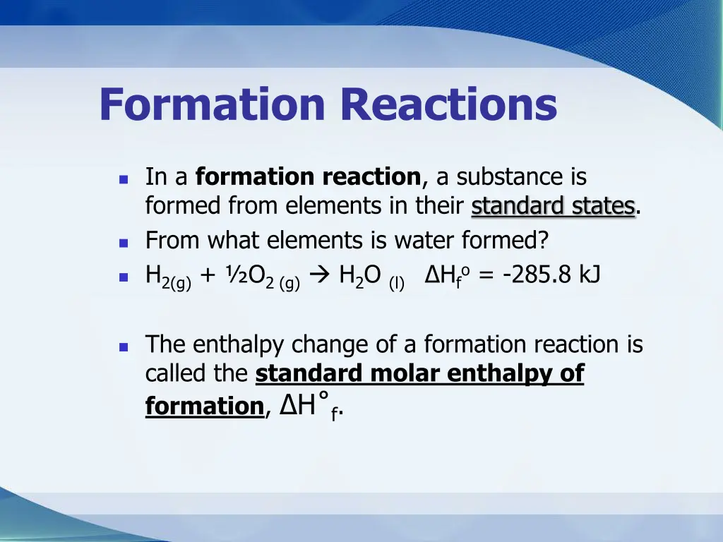 formation reactions