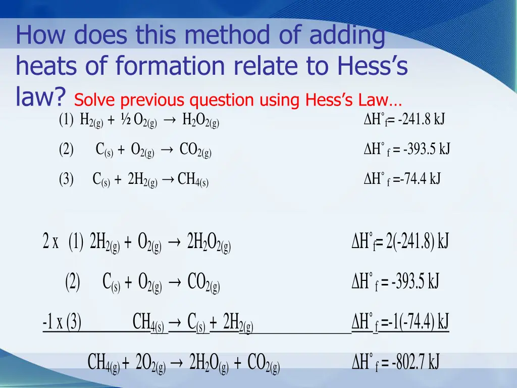 how does this method of adding heats of formation