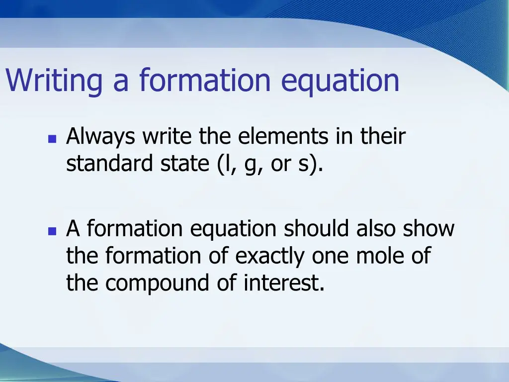 writing a formation equation