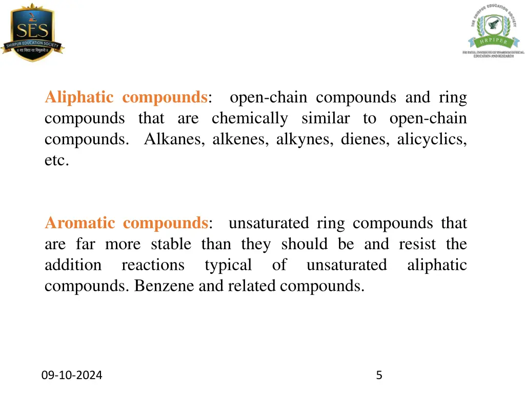 aliphatic compounds open chain compounds and ring