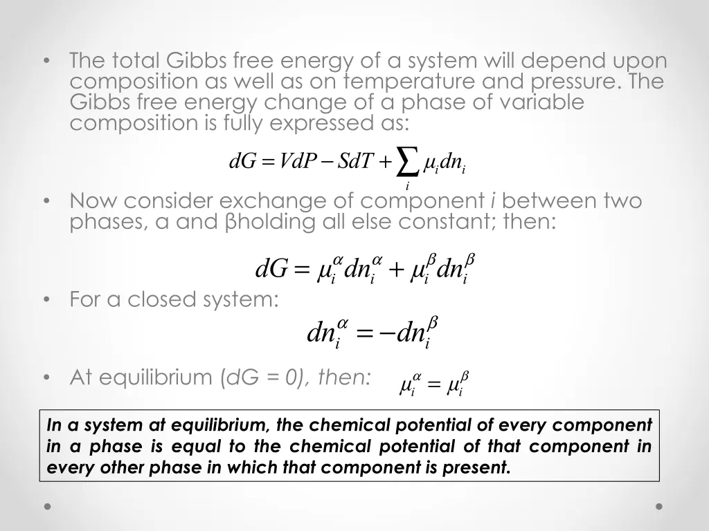 the total gibbs free energy of a system will