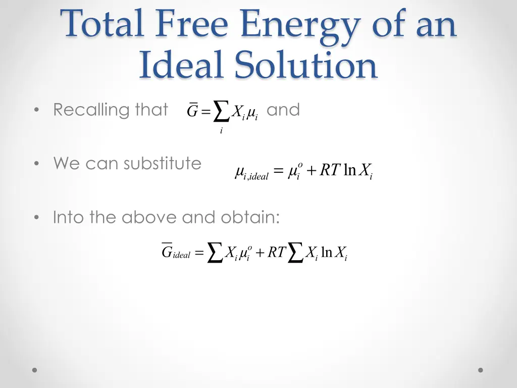 total free energy of an ideal solution