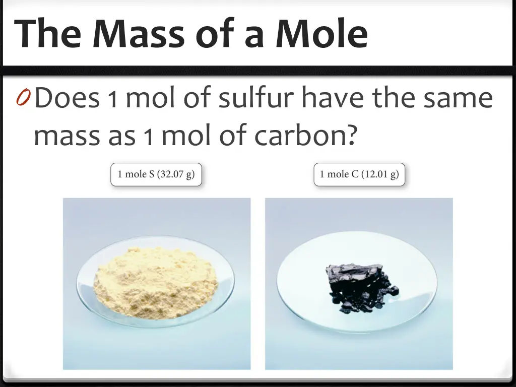 the mass of a mole 1