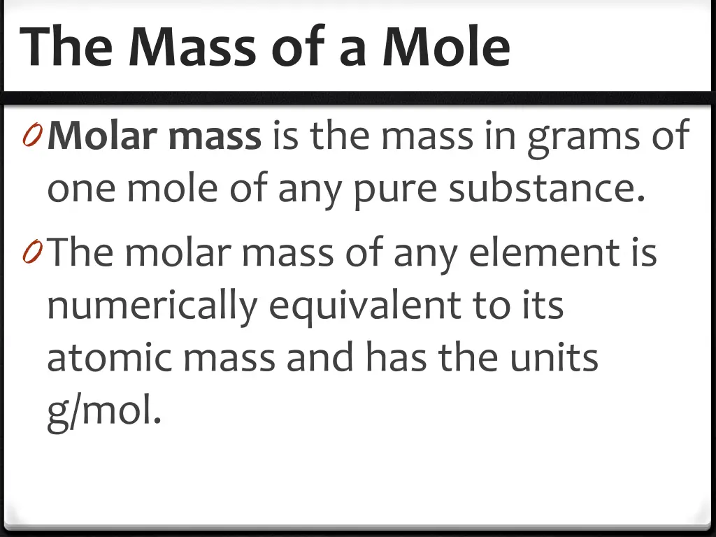 the mass of a mole 2