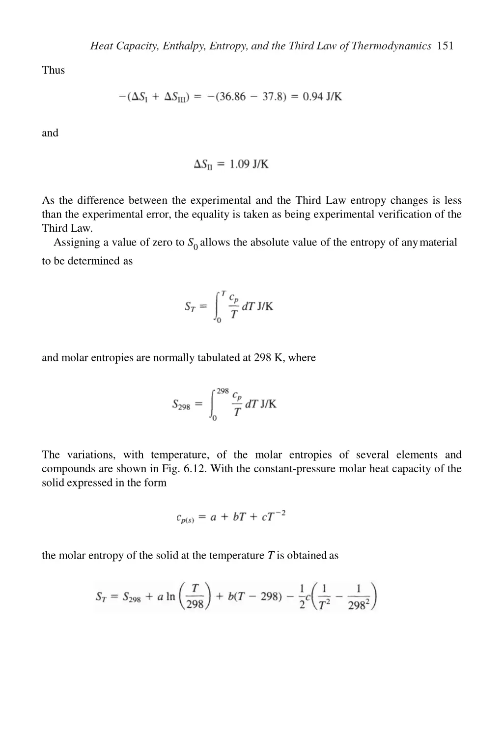 heat capacity enthalpy entropy and the third 1