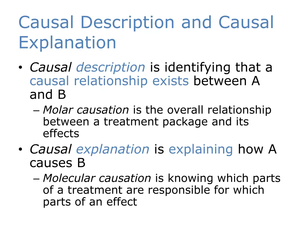 causal description and causal explanation