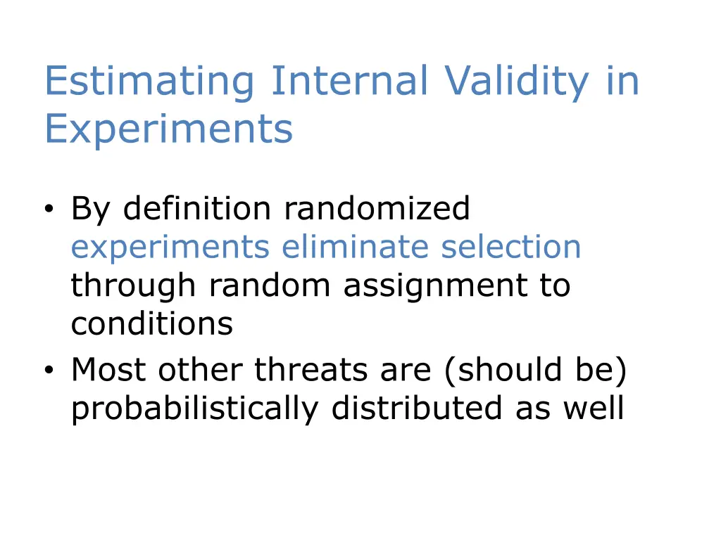 estimating internal validity in experiments