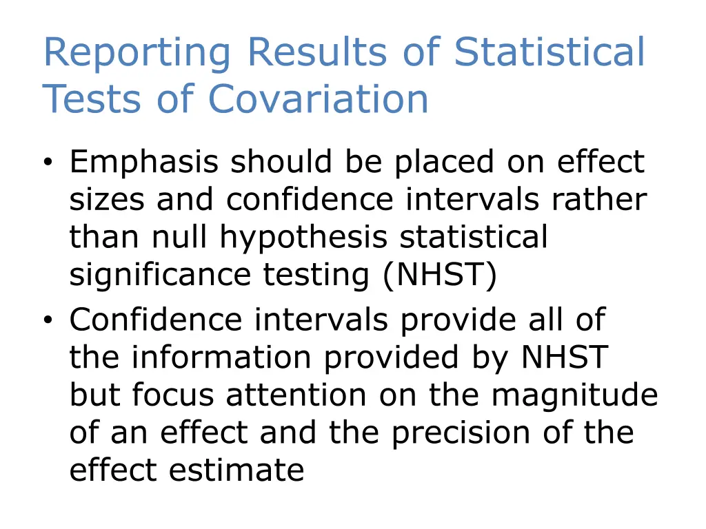 reporting results of statistical tests