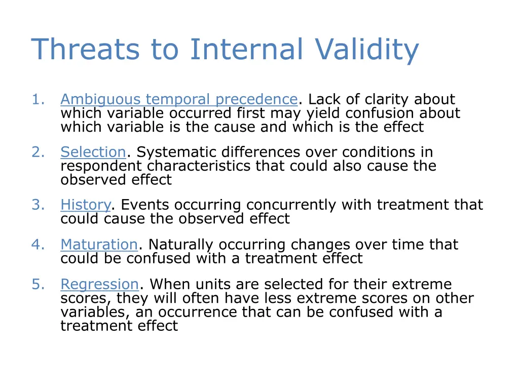 threats to internal validity