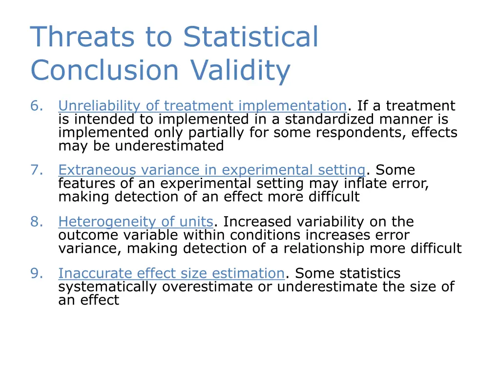 threats to statistical conclusion validity 1