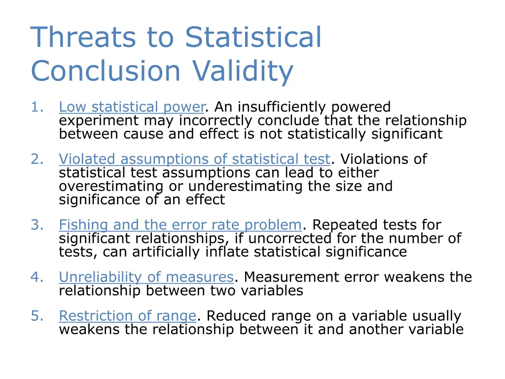 threats to statistical conclusion validity