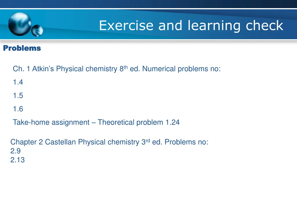 exercise and learning check