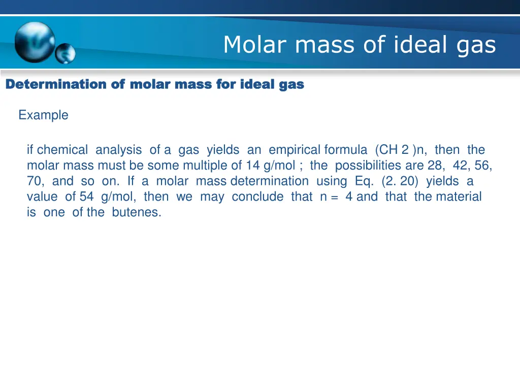 molar mass of ideal gas 2