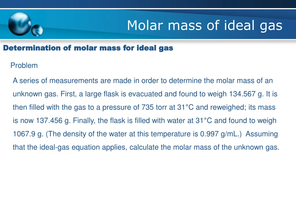 molar mass of ideal gas 5