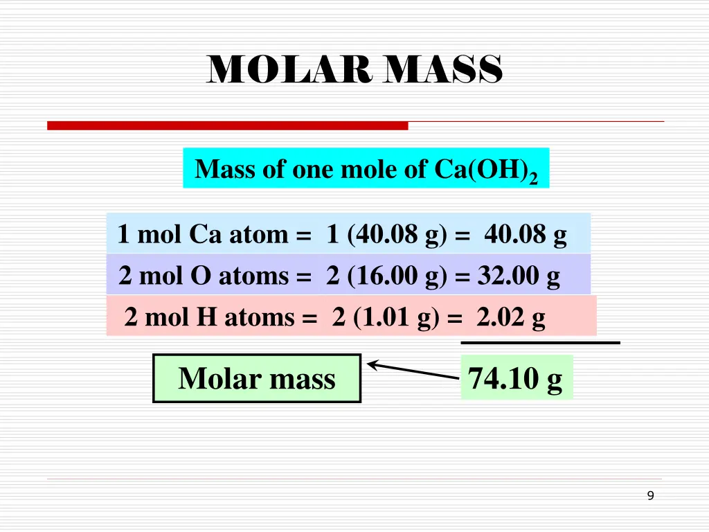 molar mass 1