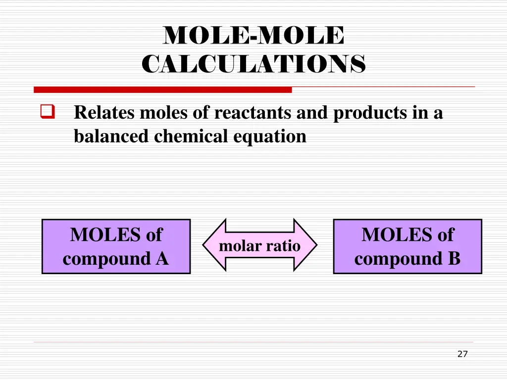 mole mole calculations