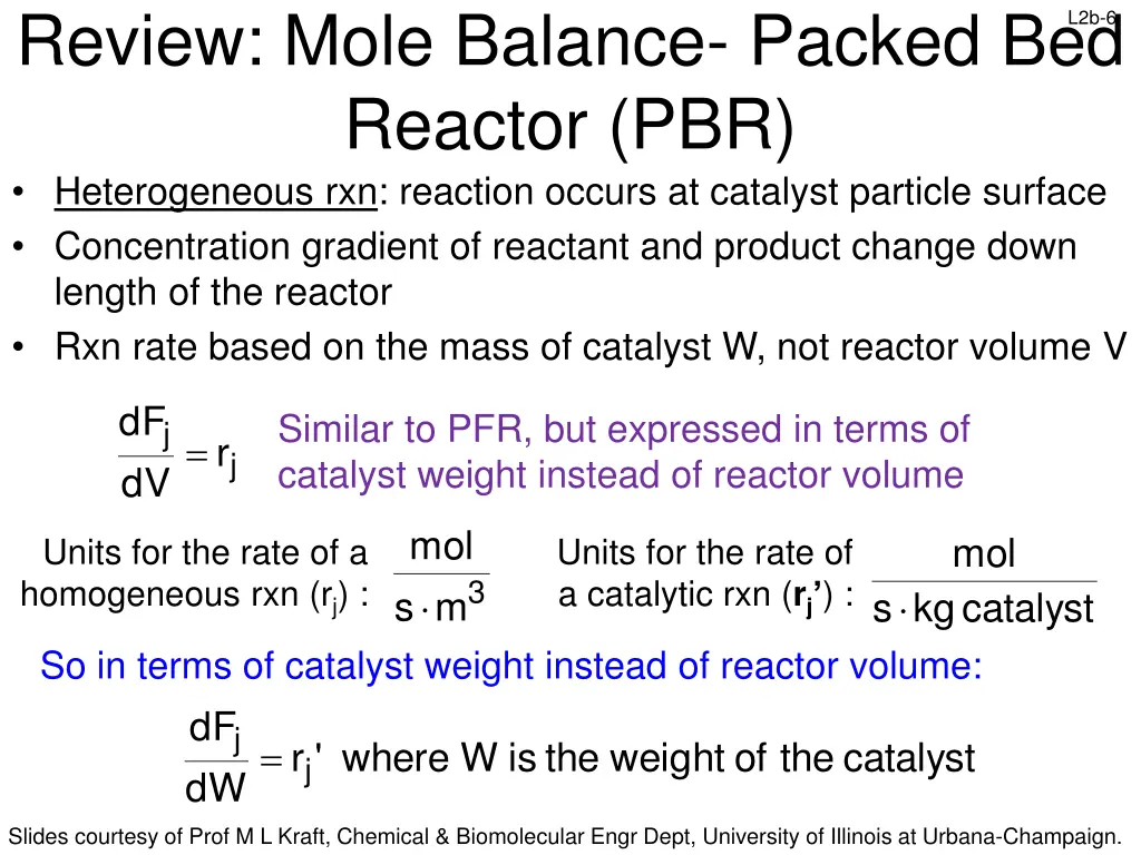 review mole balance packed bed reactor pbr