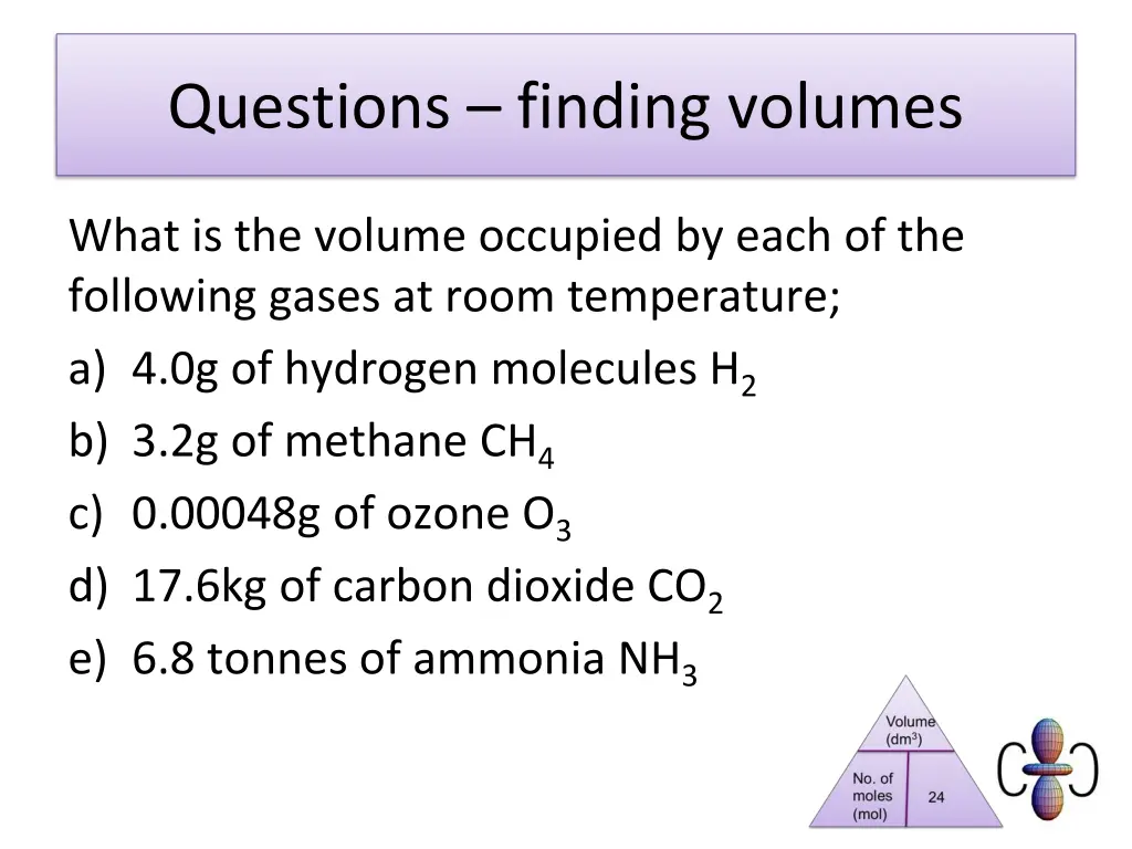 questions finding volumes