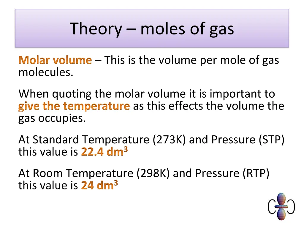 theory moles of gas