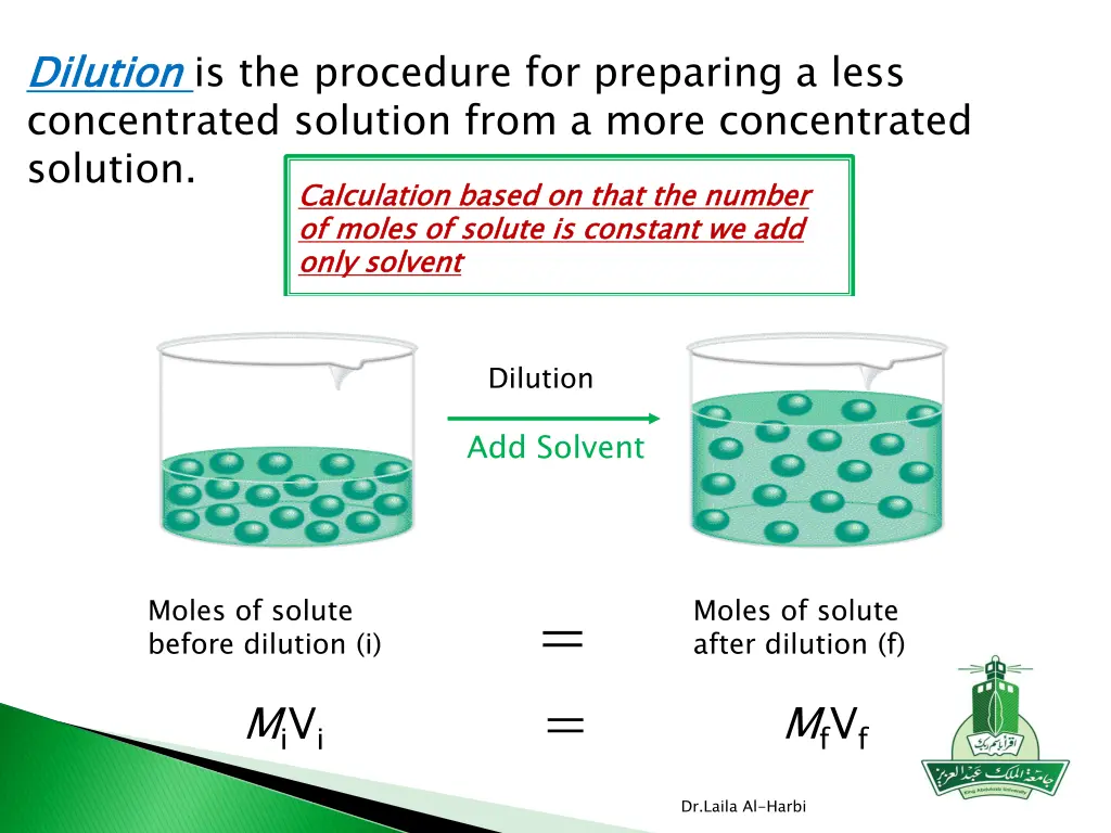 dilution concentrated solution from a more