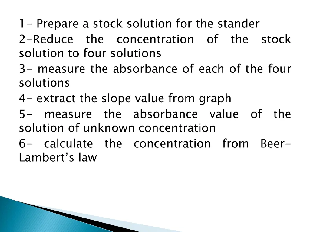 1 prepare a stock solution for the stander