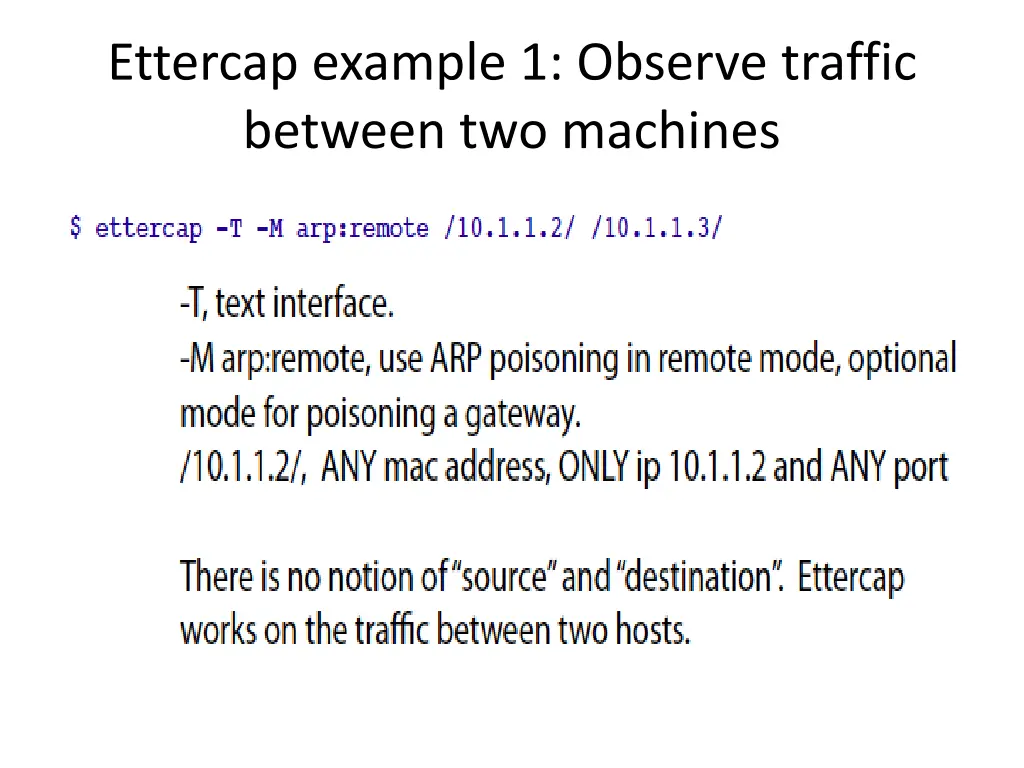 ettercap example 1 observe traffic between