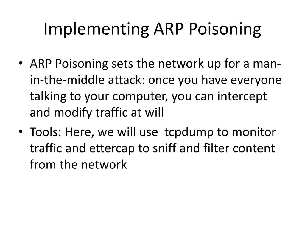 implementing arp poisoning