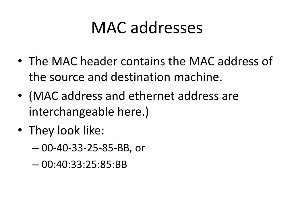 mac addresses