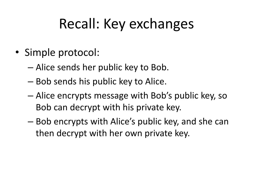 recall key exchanges