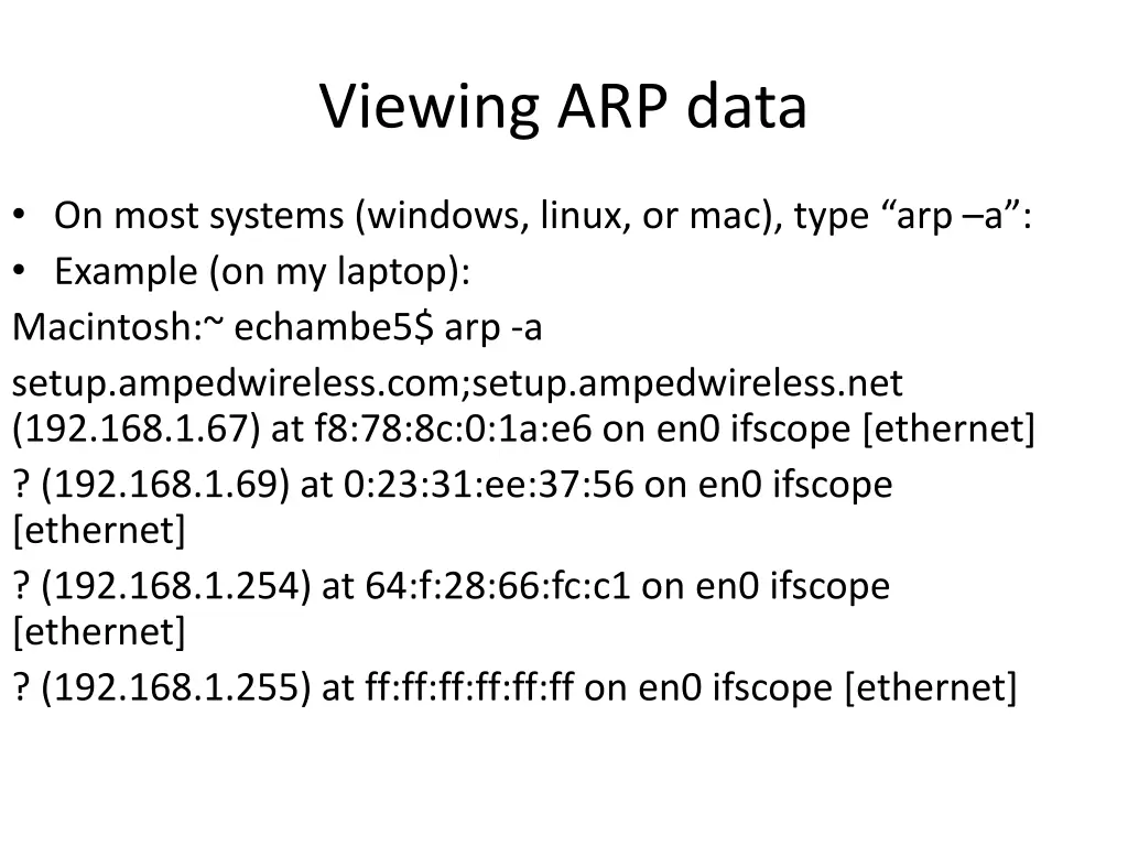 viewing arp data