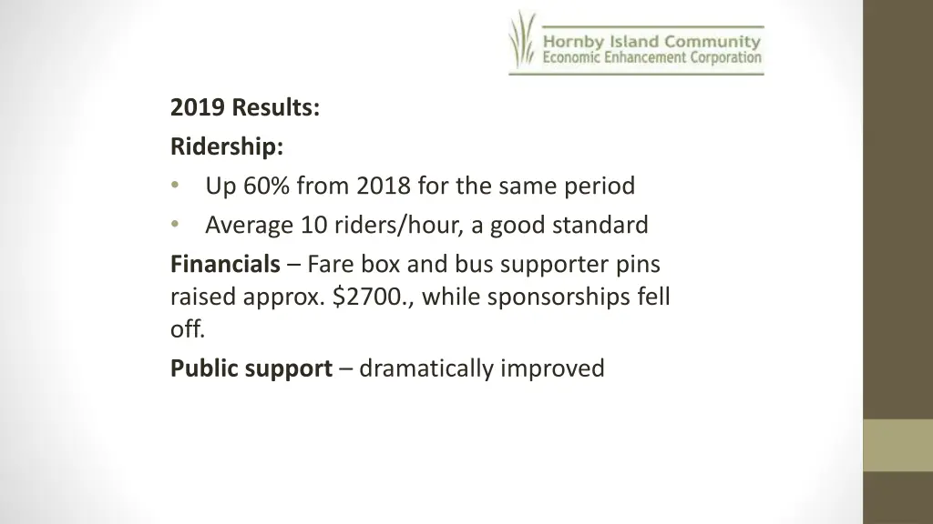 2019 results ridership up 60 from 2018