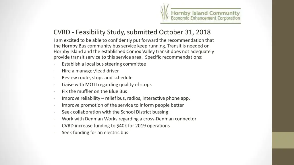 cvrd feasibility study submitted october 31 2018