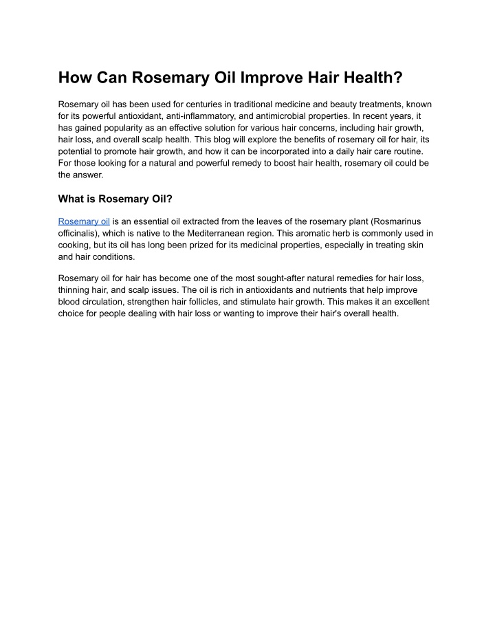 how can rosemary oil improve hair health