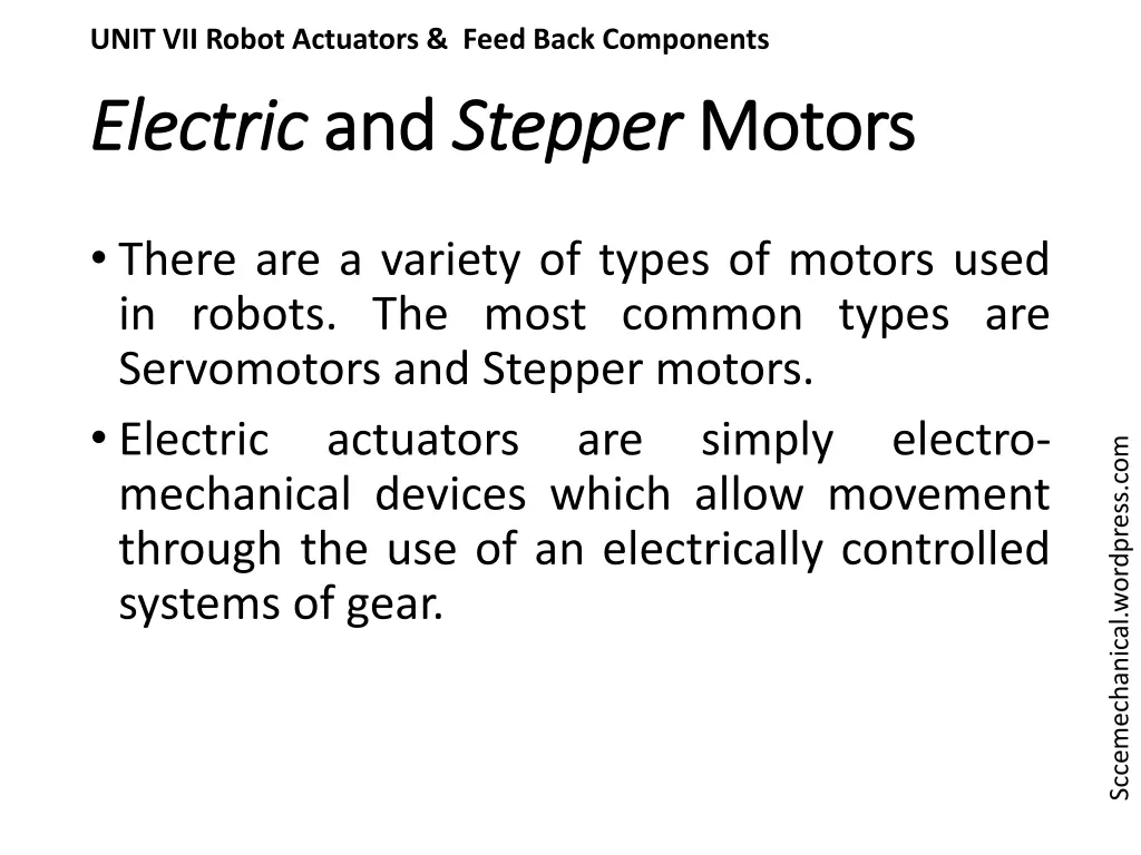 unit vii robot actuators feed back components 11