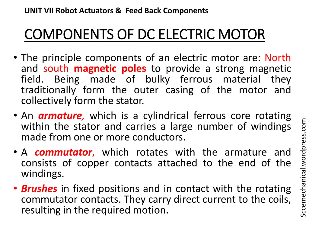 unit vii robot actuators feed back components 13