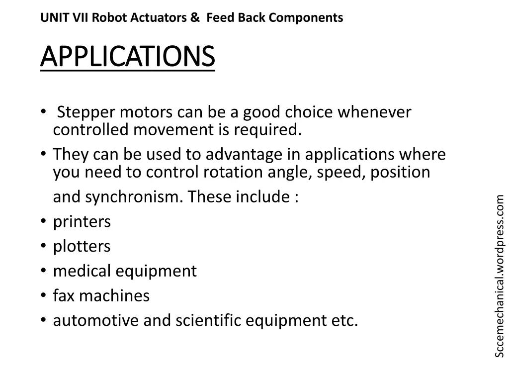 unit vii robot actuators feed back components 19