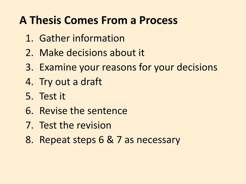 a thesis comes from a process